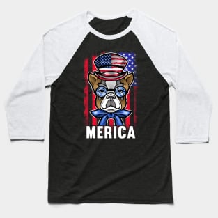 Merica Patriot BullDog American Flag Independence Day 4th of July Baseball T-Shirt